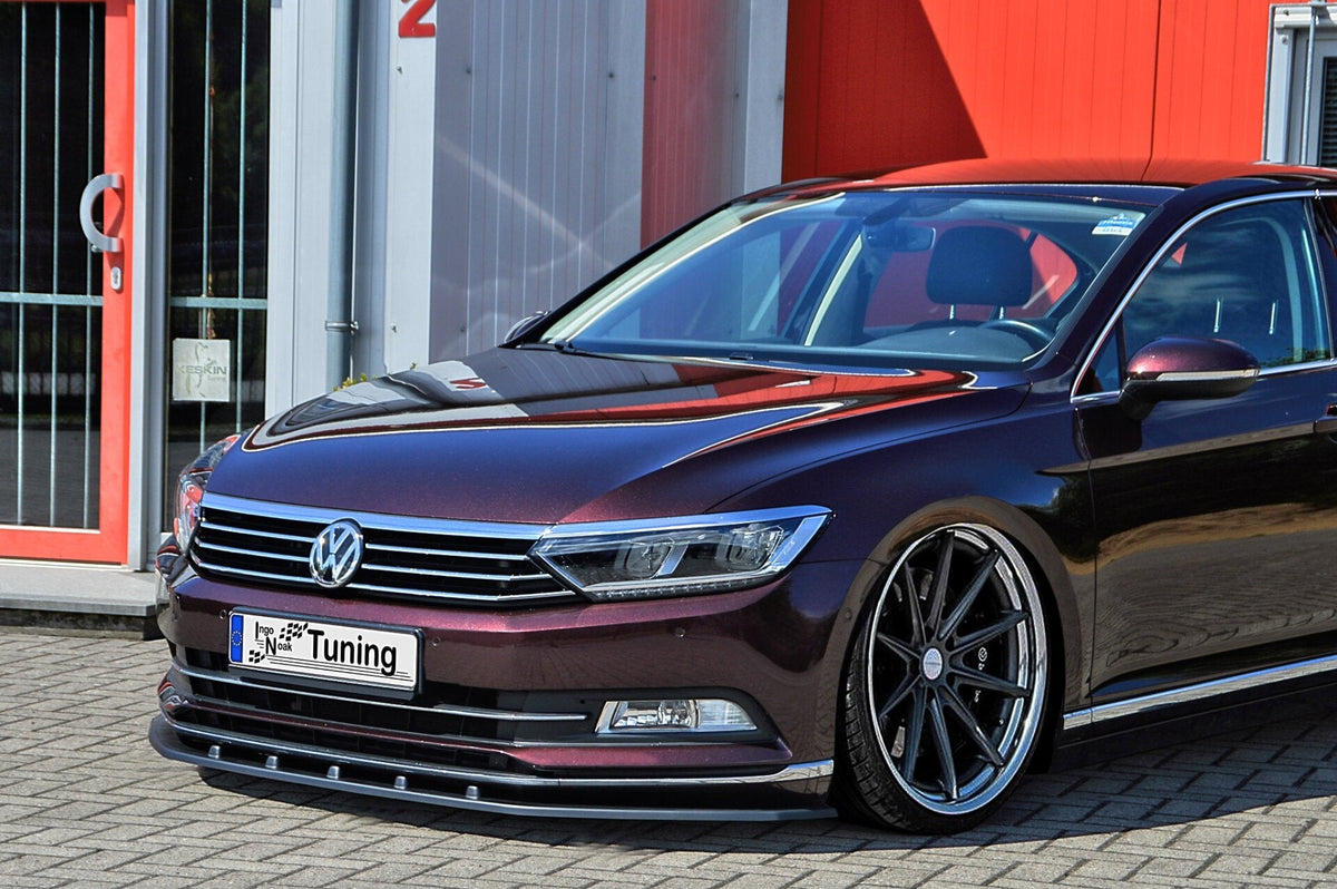 Frontspoilerlippe für VW Passat 3G B8 von Ingo Noak Tuning, aus hochwertigem Material, im detaillierten Blick auf das Produkt.