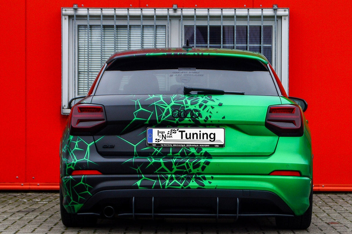 Ingo Noak Tuning Bodykit für Audi Q2 GA Baujahr 2016-2020, sichtbare Frontstoßstange und Seitenteile.