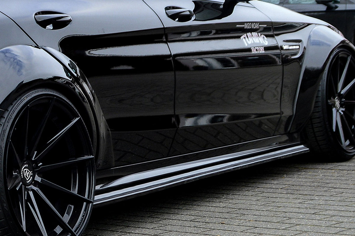 Seitenschweller für Mercedes C-Klasse C43 AMG, Ingo Noak Tuning, schwarze Kunststoffteile, sportliches Design