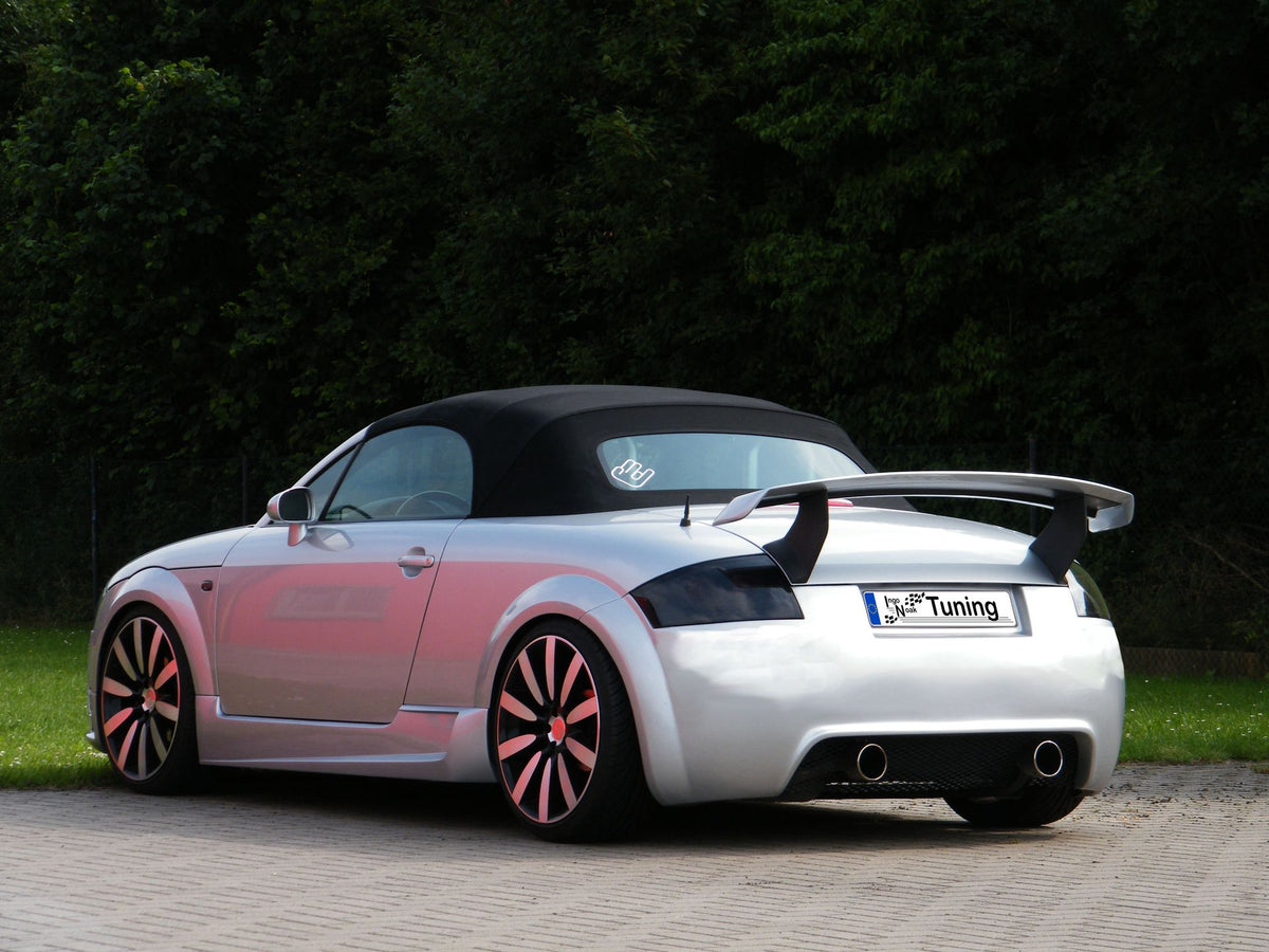 GFK-Heckspoiler Ducktail für Audi TT 8N Coupe und Roadster, Ingo Noak Tuning, zeigt den aerodynamischen Heckflügel