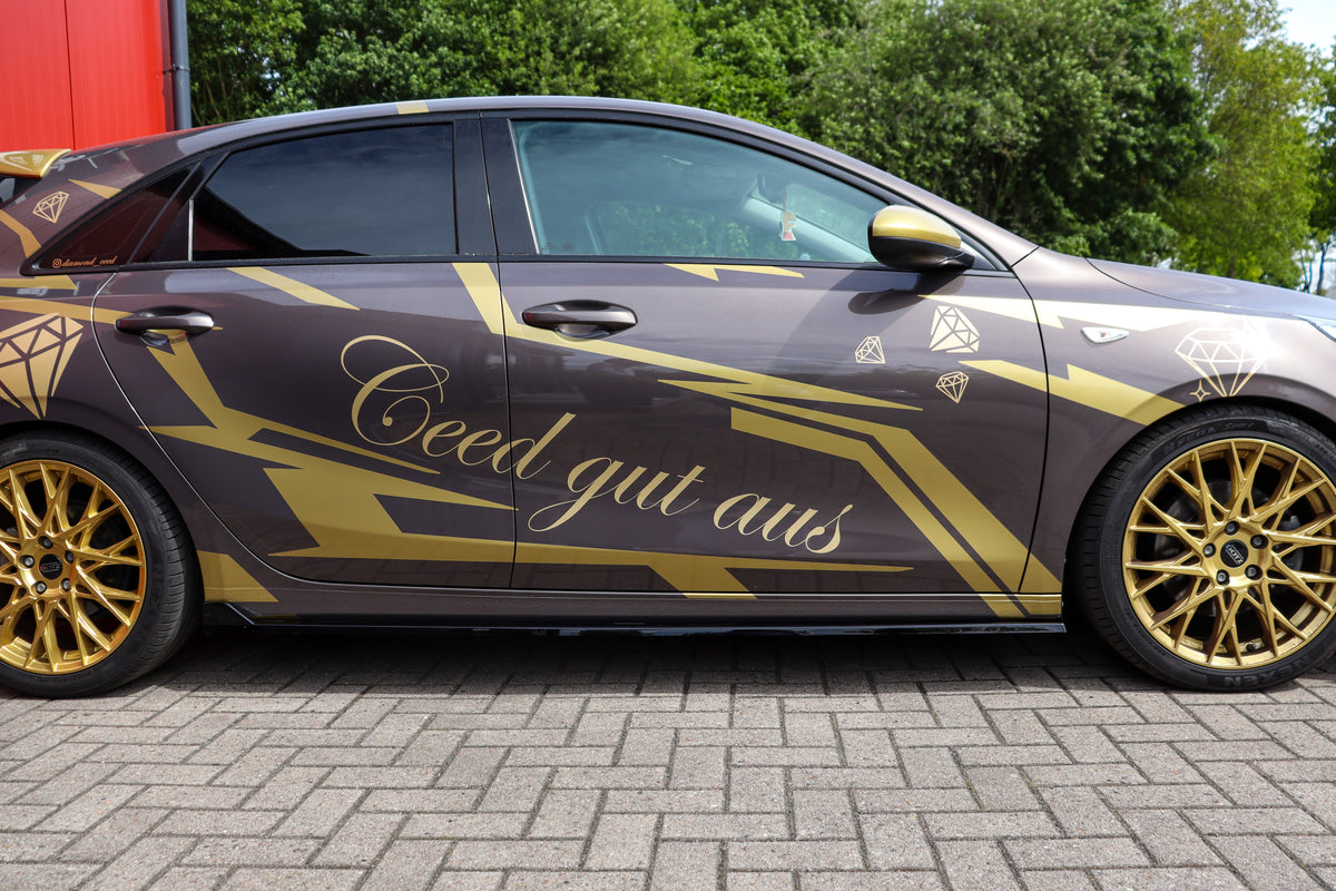 Seitenschweller mit Wing hinten für Kia Ceed CD, Ingo Noak Tuning, sportliches Design, schwarzes ABS-Material, hochwertiges Auto-Upgrade