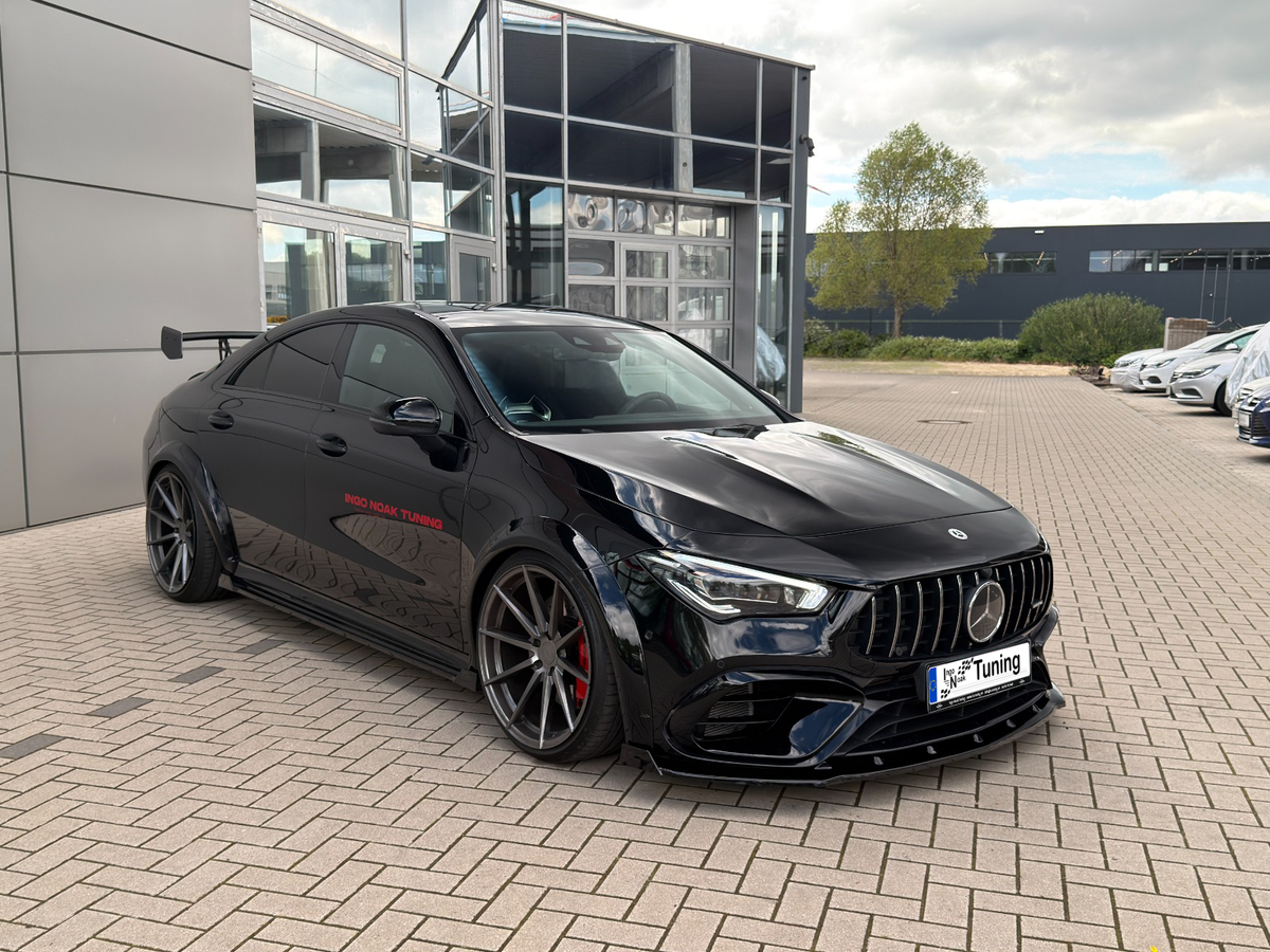Frontspoilerlippe mit Wings aus ABS für Mercedes CLA 35 AMG und CLA 45 AMG, Ingo Noak Tuning, sichtbare Spoilerlippe