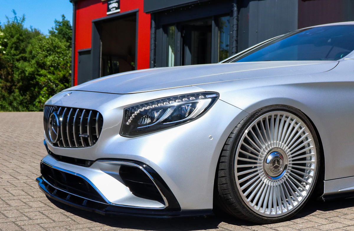 ABS Frontspoilerlippe für Mercedes S-Coupe AMG und AMG-Line, passend für Ingo Noak Tuning, sichtbar auf dem Bild