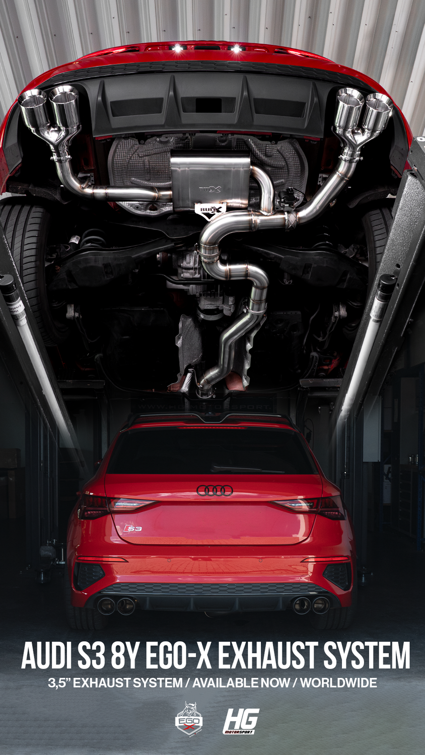 EGO-X Abgasanlage 3,5" Audi S3 8Y 310PS Sportback / Limo (mit ECE)