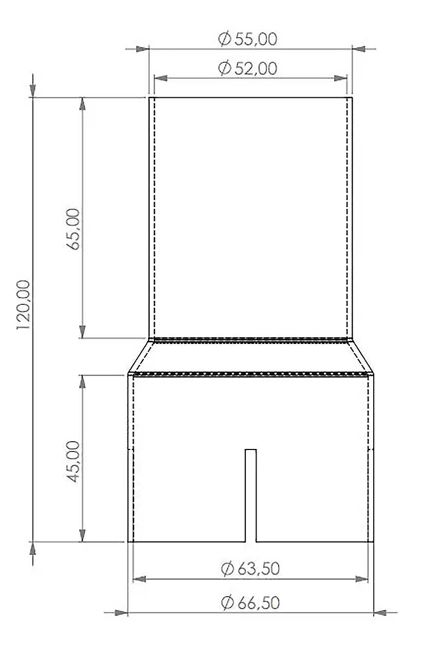 Edelstahl Reduzierer 63,5mm geschlitzt > 55mm Länge: 120mm