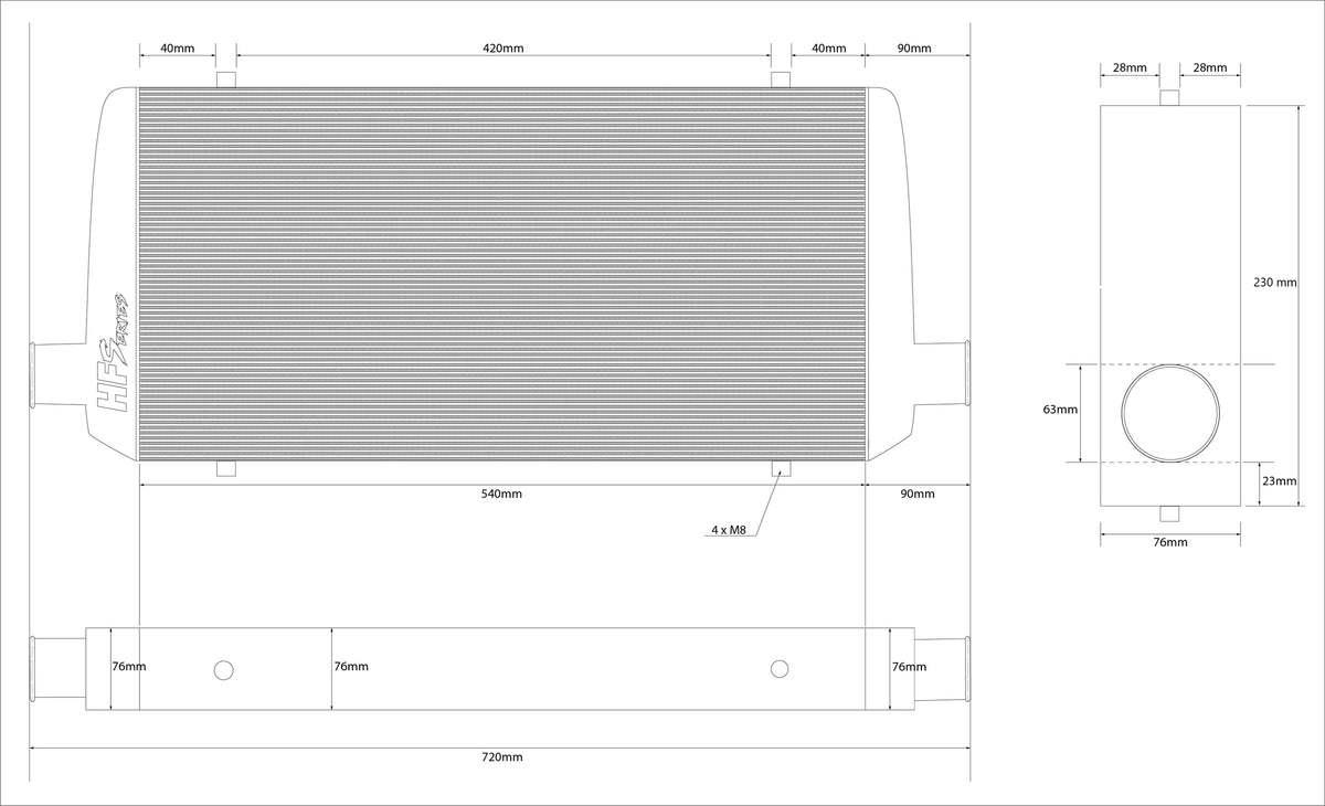 HF-Series universal Ladeluftkühler HFS 540x230x76mm