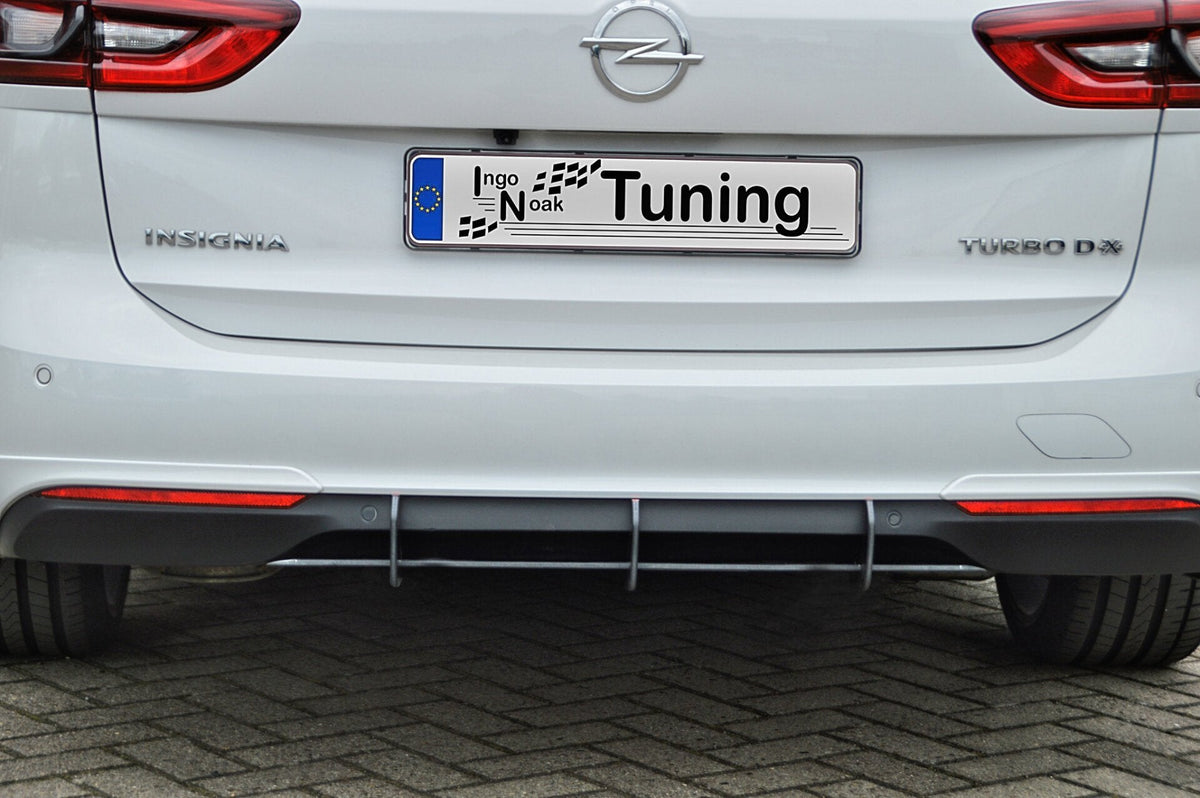 Heckansatz für Opel Insignia B Sportstourer OPC Line ab 2017 von Ingo Noak Tuning, zeigt den schwarzen Heckdiffusor