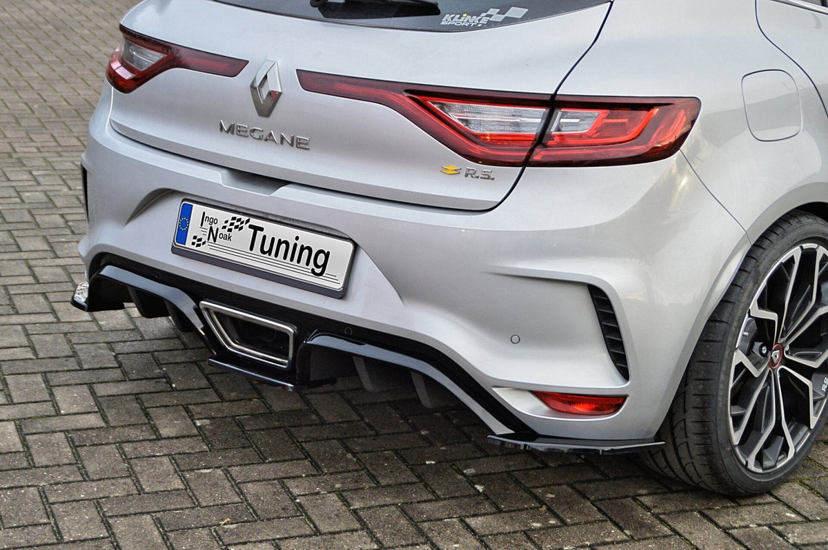 Ingo Noak Tuning Heckdiffusor und Heckansatz 5-tlg für Renault Megane 4 RS Facelift, sichtbare Teile und Design.