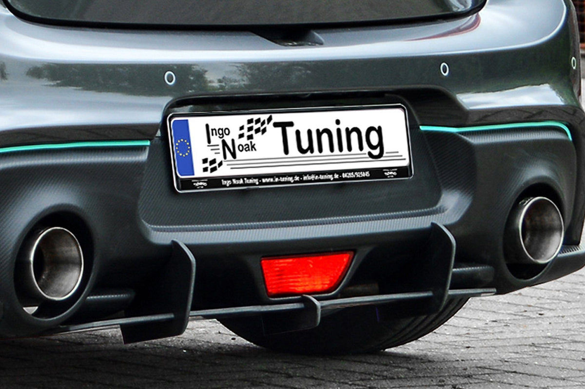 Gefräster Heckansatz mit Finnen für Suzuki Swift Sport RZ/AZ, Ingo Noak Tuning, sichtbar auf dem Fahrzeug.