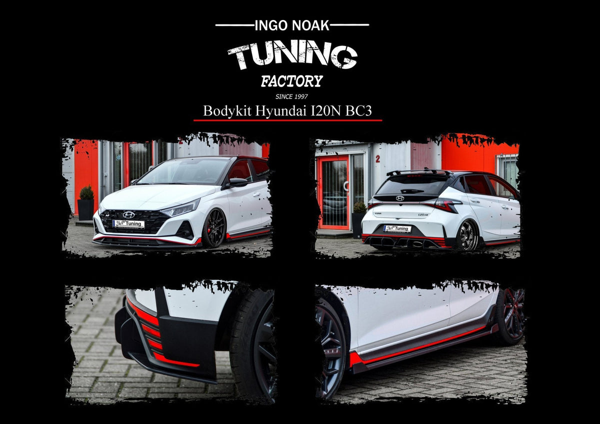 Ingo Noak Tuning Bodykit für Hyundai I20N Performance ab 2021, sichtbare Stoßstangen, Seitenschweller und Heckklappe