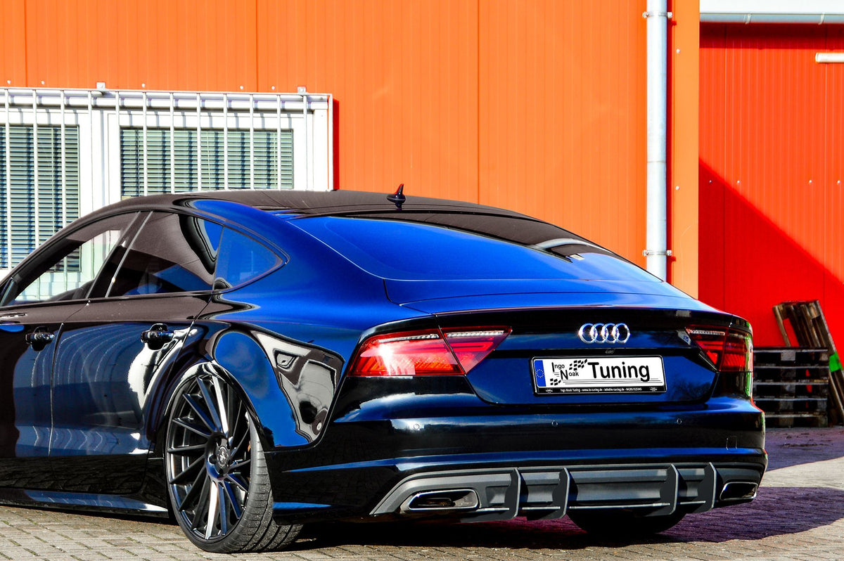 Gefräster Heckansatz aus ABS für Audi A7 C7 4G, Ingo Noak Tuning, zeigt das perfekt gearbeitete Fahrzeug-Upgrade