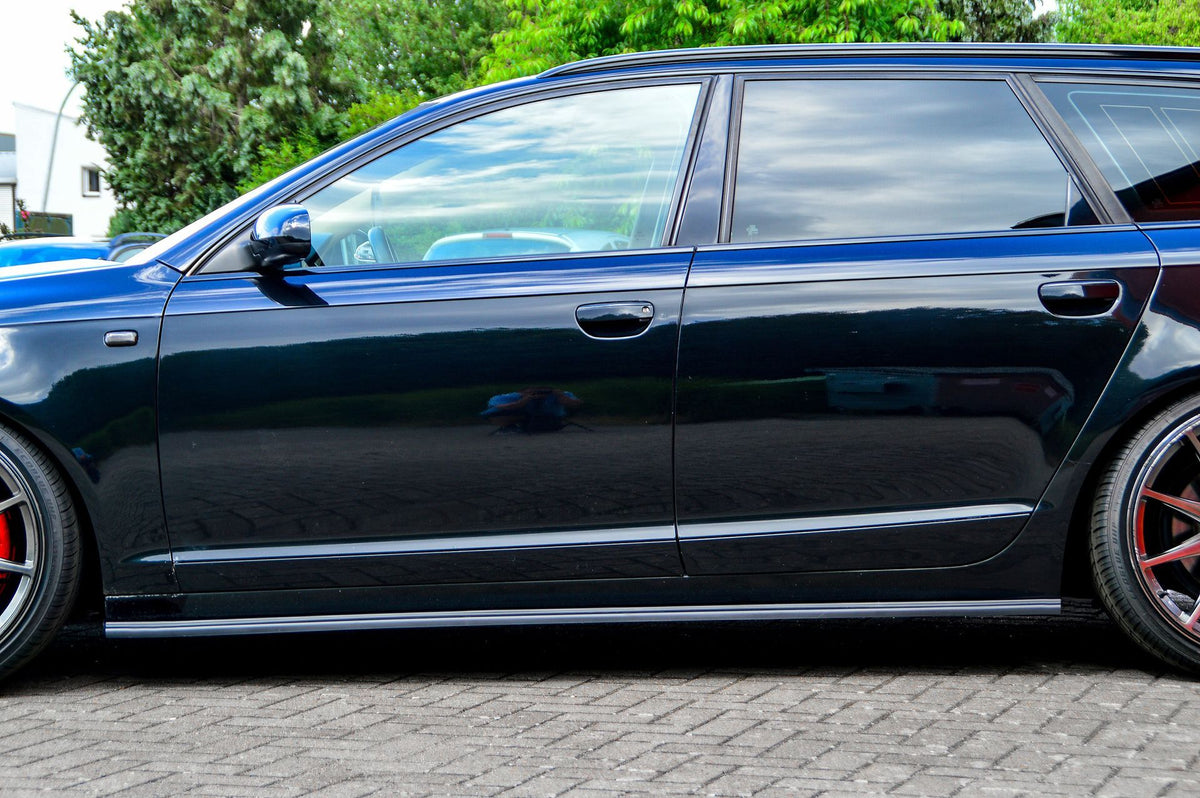 Seitenschweller für Audi A6 4F S-Line, Ingo Noak Tuning, schwarze Kunststoffteile, passend für Seitenschweller des Modells