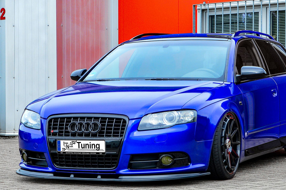 Frontspoilerlippe V2 für Audi A4 S4 B7 Avant S-Line, Ingo Noak Tuning, zeigt die sportliche Lippe am vorderen Stoßfänger