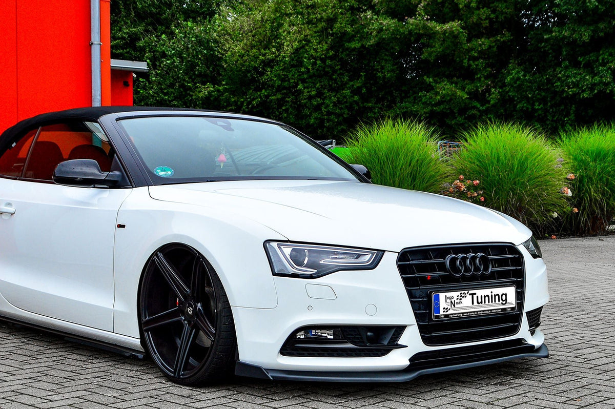 Frontspoilerlippe mit Wings für Audi A5 B8 Facelift 2011-2016, Ingo Noak Tuning, schwarze Kunststoffstoßstangenverkleidung