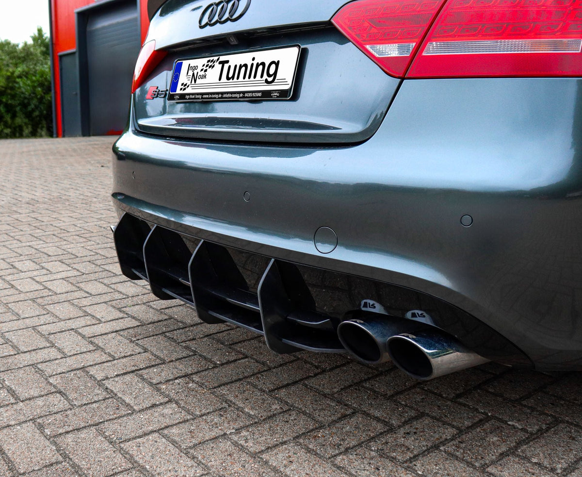 Gefräster Heckansatz aus ABS mit Finnen für Audi A5 B8 S-Line