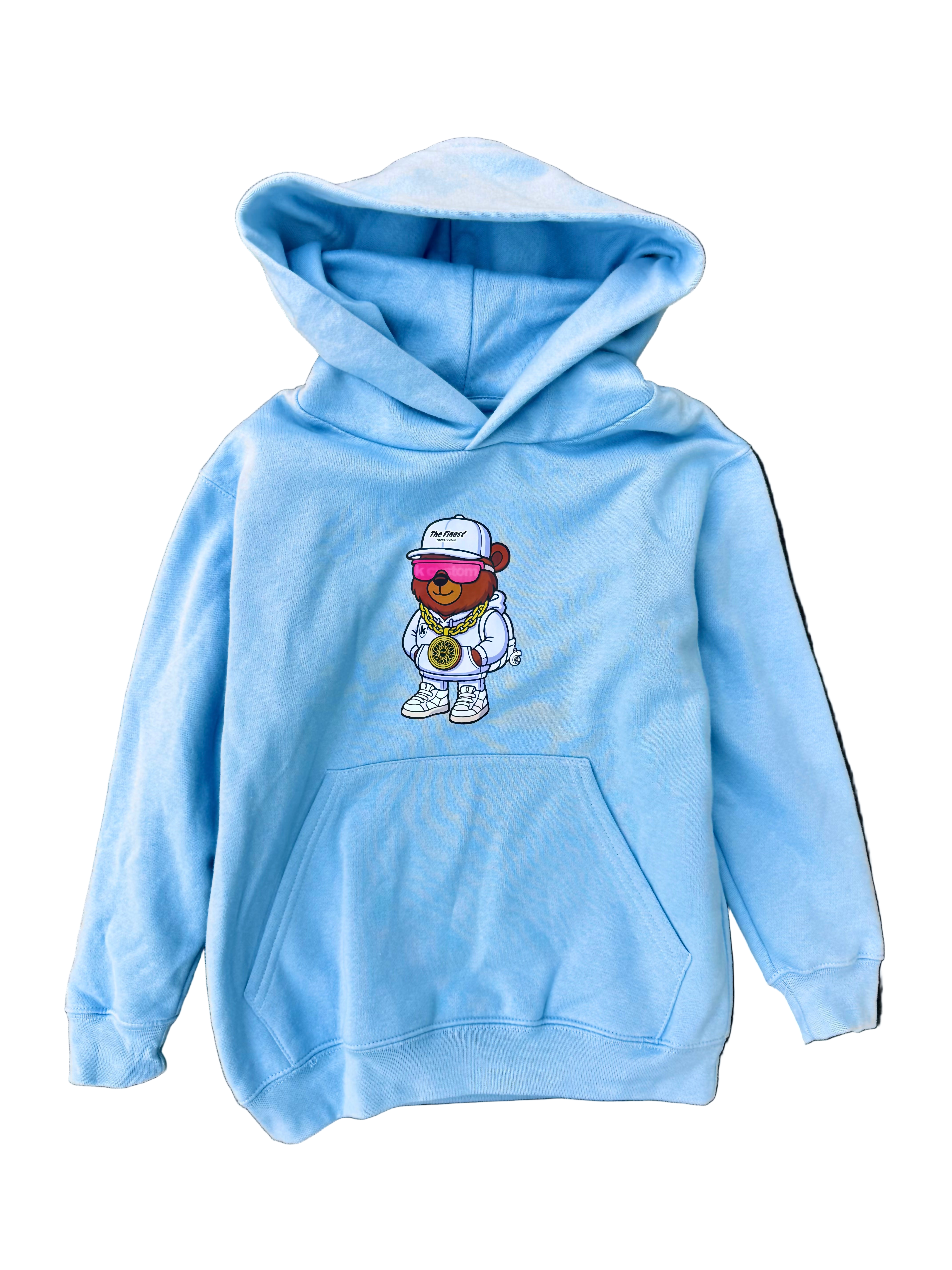 Kids unisex Kapuzenpullover - hellblau "Wheelbär"