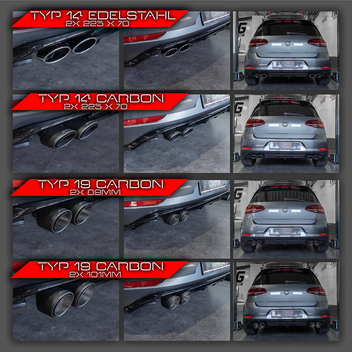 EGO-X Abgasanlage 3" VW Golf 7 R Facelift 310PS (mit ECE*)