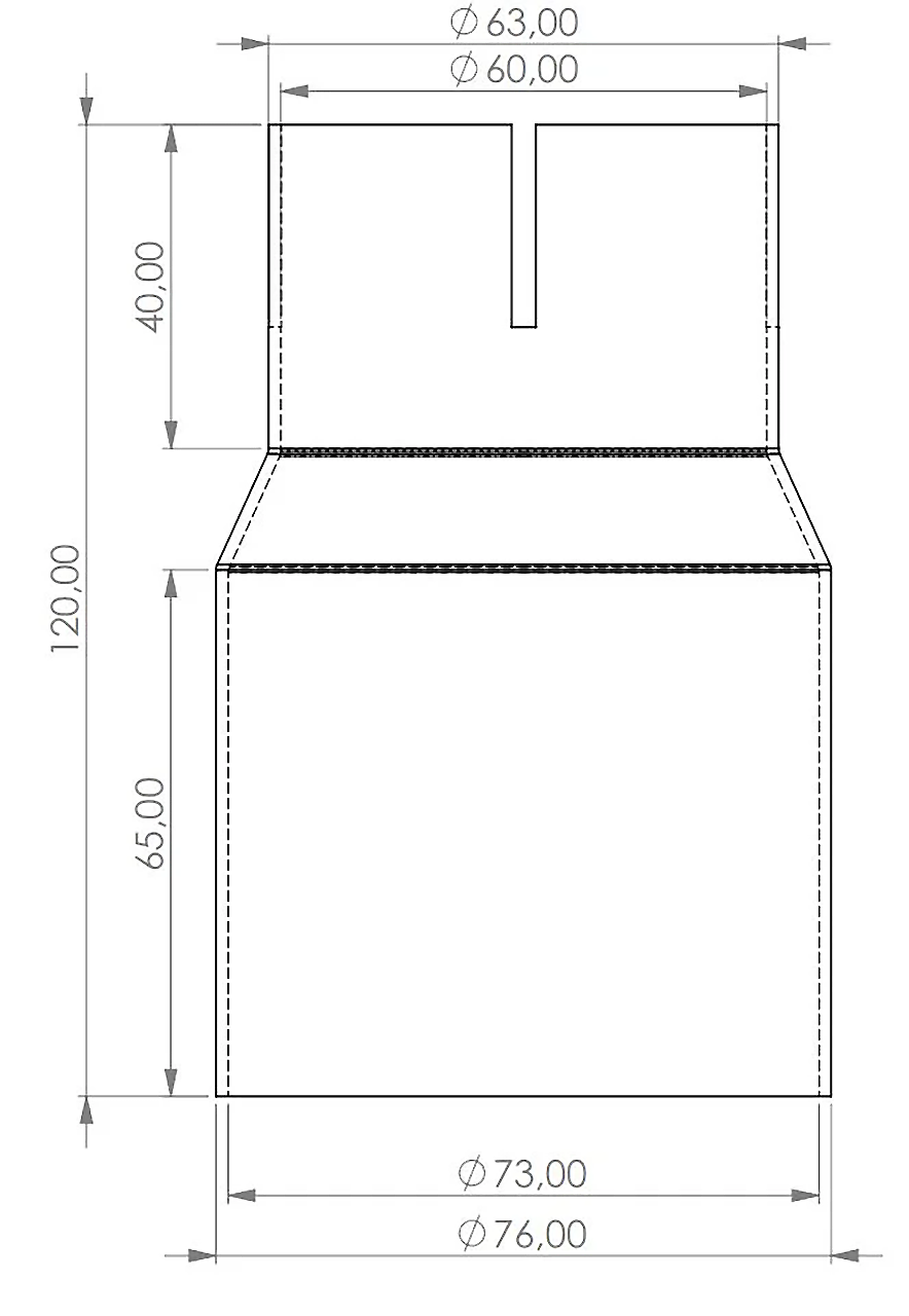 Edelstahl Reduzierer 76mm > 60mm geschlitzt Länge: 120mm