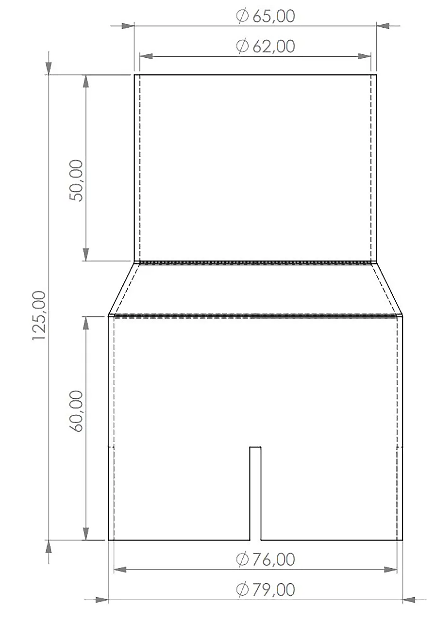 Edelstahl Reduzierer 76mm geschlitzt > 65mm Länge: 125mm